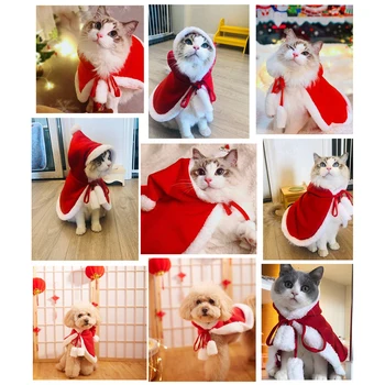 FATHIN Коледен Дъждобран за Домашни Любимци Кучета Котки Червено Палто S M L за Всички Домашни любимци