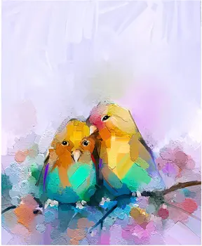 Боята по номера за възрастни с рамка Включва акриловую боя, лупа с размер на 12x16 инча, Боя за рисуване влюбени птици за възрастни