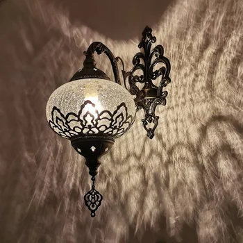Ретро екзотичен Ресторант Хотел B & B Кафе украса Турция выдалбливают лед пукнатини, с монтиран на стената лампа