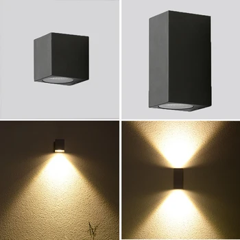 Led монтиран на стената Лампа, Открит Водоустойчива IP65 COB LED Верандата Светлини Модерен Начало Декор Нагоре Надолу Алуминиев Стенен Лампа за Двора Коридор светлина
