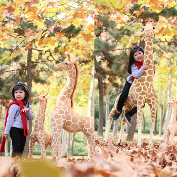 [Забавно] Моделиране 160 cm Най-Голяма Плюшена Играчка Жираф Огромно Животно, кукла Колекция реквизит за снимки Декорация на дома, детски подарък